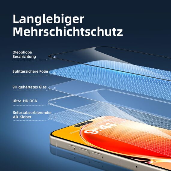 NEW'C 3 Stück Full Screen für iPhone 15 Pro Max Panzerglas (6,7 Zoll), Schutzglas [Auto-Installation], Frei von Kratzern, 9H Härte, Displayschutzfolie, Ultrabeständig folie