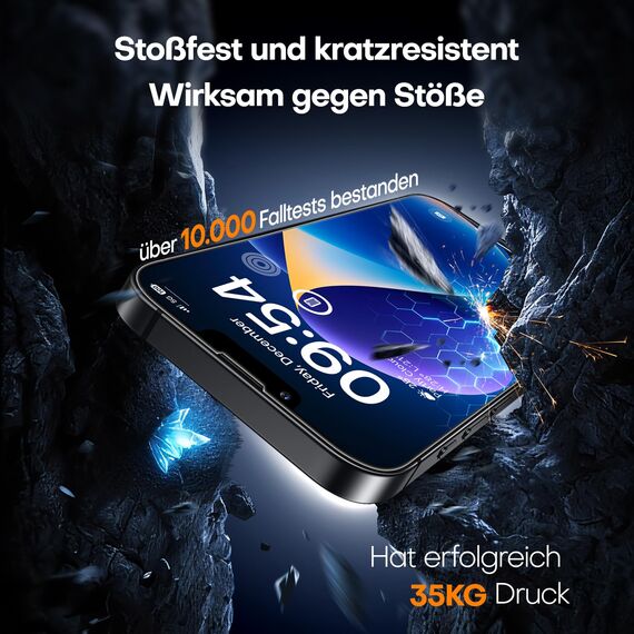 TAURI für iPhone 14 Panzerglas 6,1" mit Staubfreie Installationswerkzeug, Gehärtete Glas Displayschutz, Full Screen Kratzfest Schutzglas, Anti-Fingerabdruck und Bubbles Schutzfolie, 3 Stück