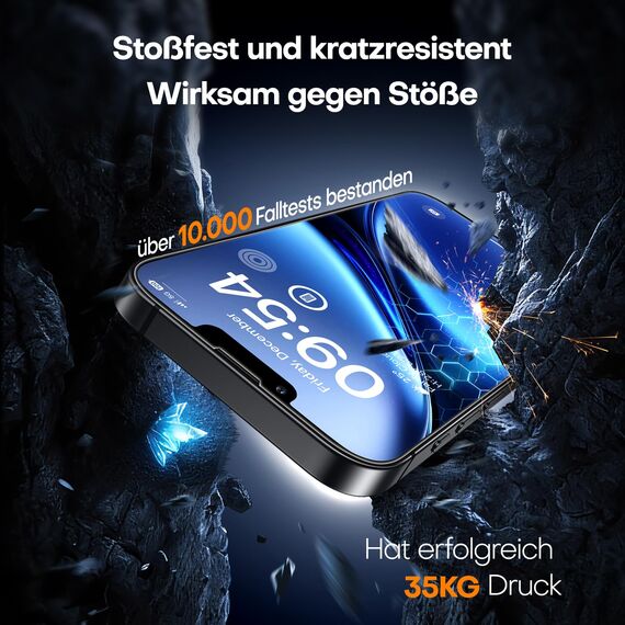 TAURI 3 Stück für iPhone 17e/iPhone 16e Panzerglas 6,1" mit Staubfreie Installationswerkzeug, Gehärtete Glas Displayschutz, Full Screen Kratzfest Schutzglas, Anti-Fingerabdruck und Bubbles Schutzfolie