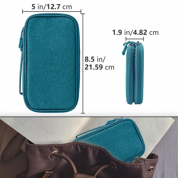 Teskyer Kabeltasche Organizer, wasserdichte, Urlaub Must Haves, Multifunktional Reise Zubehör, Travel Essentials, für Ladegerät, Powerbank, Dunkelgrün