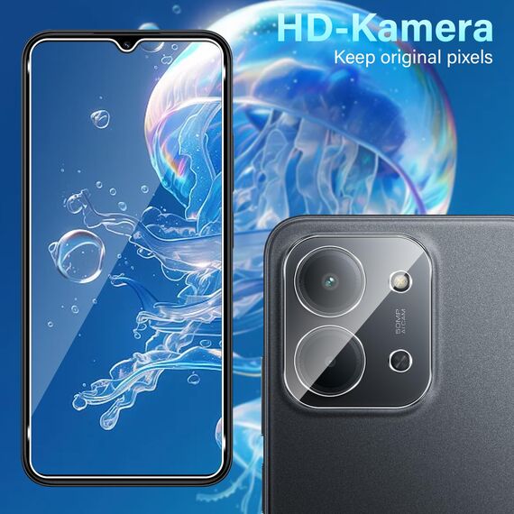 Yenwen Schutzfolie für Xiaomi Redmi 15C 5G / 4G für Panzerglas, 2 Stück Displayschutz mit 2 Stück Kameraschutz für Redmi 15 C, 9H Härte Schutzglas Handy Folie HD Klar Panzer Schutz Glas