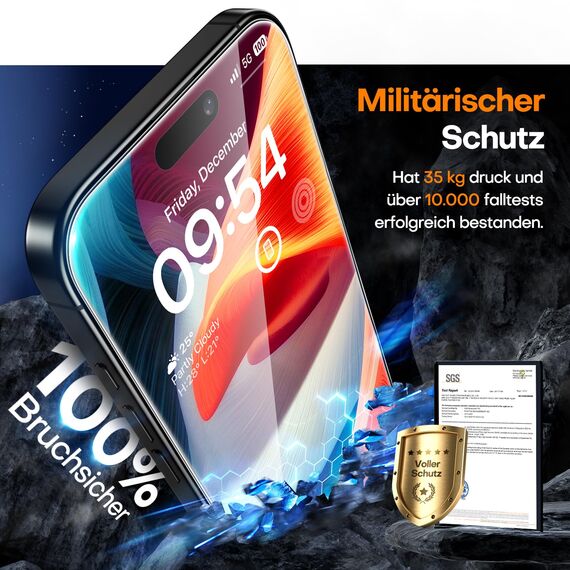TAURI für iPhone 15 Panzerglas 6,1" mit Staubfreie Installationswerkzeug, Gehärtete Glas Displayschutz, Full Screen Kratzfest Schutzglas, Anti-Fingerabdruck und Bubbles Schutzfolie, 3 Stück