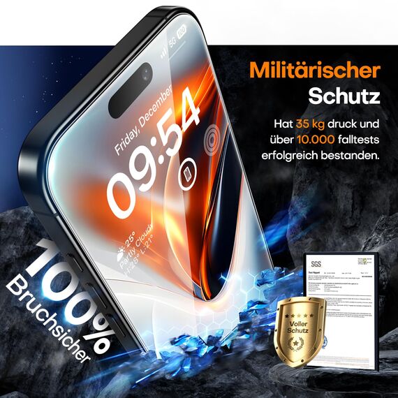 TAURI für iPhone 16 Pro Max Panzerglas 6,9" mit Staubfreie Installationswerkzeug, Gehärtete Glas Displayschutz, Full Screen Kratzfest Schutzglas, Anti-Fingerabdruck und Bubbles Schutzfolie, 3 Stück