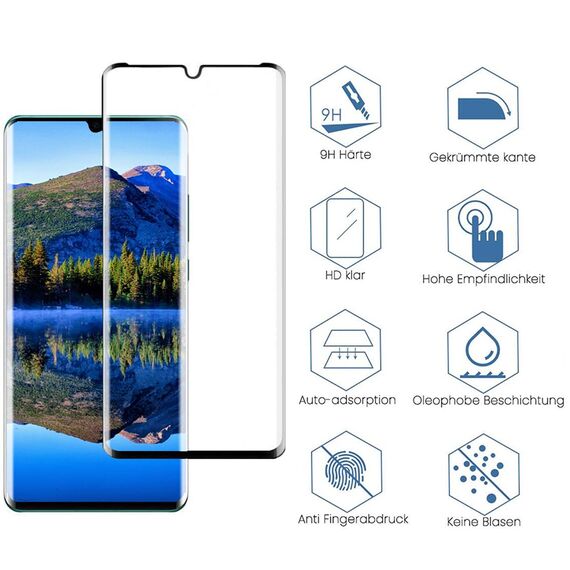 AssKdys Schutzfolie für Huawei P30 Pro,9H Härte, Anti-Bläschen, Fingerabdrucksensor Kompatible, HD Schutzglas, Anti-Öl, Displayschutz Folie für P30 Pro Gehärtetes Glas [2 Stück]
