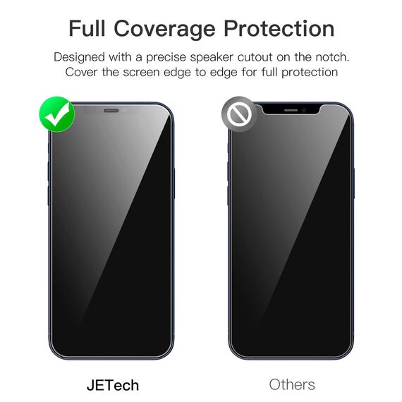 JETech Schutzfolie für iPhone 12 Pro Max 6,7 Zoll, 9H Gehärtetes Glas Displayschutz Hat Keinen Einfluss auf die Hülle, Panzer HD Klar, 3 Stück