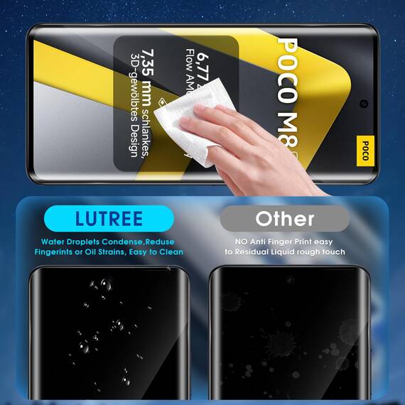 Lutree für Panzerglas für Xiaomi Poco M8 5G/ Redmi Note 15 5G Schutzfolie, 2+2 Stück 3D Schutzglas und Kameraschutz Folie, 9H Härte HD Displayschutz Bläschenfrei Anti- Kratzer Displayfolie