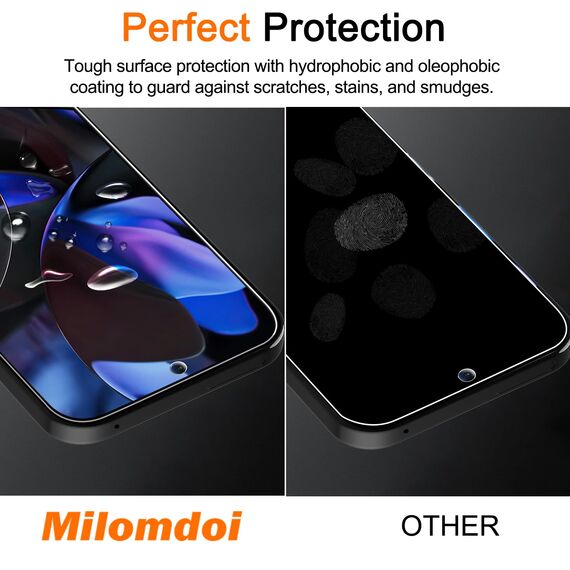 Milomdoi 3 Stück Schutzfolie für Google Pixel 9 Pro für Panzerglas mit 3 Stück Kameraschutz Camera, Panzerfolie Displayschutz Zubehör, [Fingerabdruck Geeignet] Handyhülle Freundlich