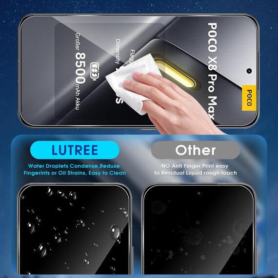 Lutree für Xiaomi Poco X8 Pro Max 5G für Panzerglas Schutzfolie, 3+3 Stück Schutzglas + Kameraschutz Folie, 9H Härte HD Anti- Kratzer Bläschenfrei Displayfolie Displayschutz