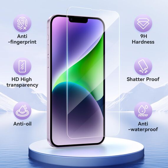 Niphabe 3 Stück Panzer Schutz Glas kompatible mit iPhone 14 Schutzfolie mit Kameraschutz, 9H Härte Hartglas, HD Displayschutz, Kratzfest–Bläschenfrei, Ultra-klar.