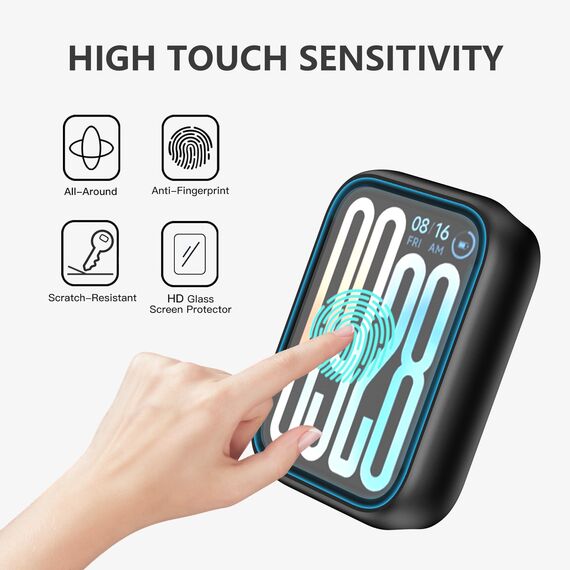 FDHYFGDY Hülle für Xiaomi Smart Band 9 Pro, Rundum PC Schutzhülle mit Displayschutz, Schutzfolie Kompatibel mit Xiaomi Mi Band 9 Pro - Schwarz