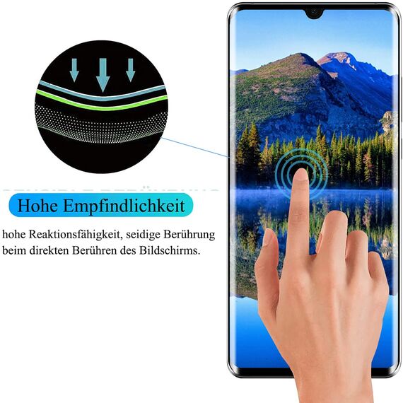 AssKdys Schutzfolie für Huawei P30 Pro,9H Härte, Anti-Bläschen, Fingerabdrucksensor Kompatible, HD Schutzglas, Anti-Öl, Displayschutz Folie für P30 Pro Gehärtetes Glas [2 Stück]