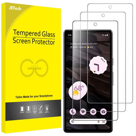 JETech Schutzfolie für Google Pixel 7a 6,1 Zoll, Panzer Schutz Glas Folie Displayschutz, Fingerabdruck-ID-Kompatibel, HD Klar, 3 Stück