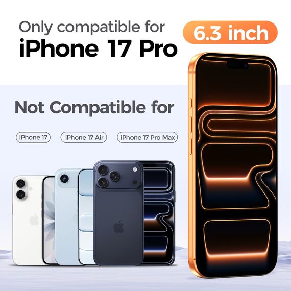 Niphabe für iPhone 17 Pro für Panzerglas, Kompatibel mit 3 Stück iPhone 17 Pro Schutzfolie mit Kameraschutz, 9H Härte Hartglas, HD Displayschutz, Ultra-klar-Einfachem Installationswerkzeug