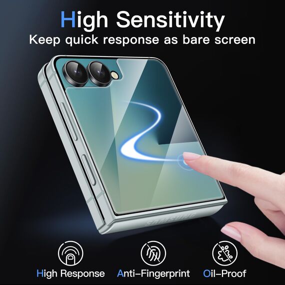 JETech Front Schutzfolie für Samsung Galaxy Z Flip 7 2025, Gehärtetes Glas Displayschutz mit Einfachem Installationswerkzeug, Hat Keinen Einfluss auf die Hülle, HD Klar, 3 Stück