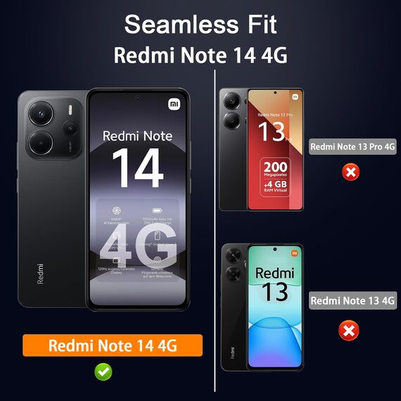 Aerku Schutzfolie für Xiaomi Redmi Note 14 4G für Panzerglas, 3 Stück 9H Härte Folie und 2 Stück Ultra-Klar Kameraschutz, 0.33mm Anti-Kratzen Displayschutz, Anti-Bläschen Schutzglas