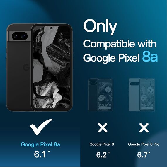 JETech Schutzfolie für Google Pixel 8a 6,1 Zoll, Gehärtete Glas Displayschutz mit Einfachem Installationswerkzeug, Fingerabdruck Kompatibel, HD Klar, 3 Stück