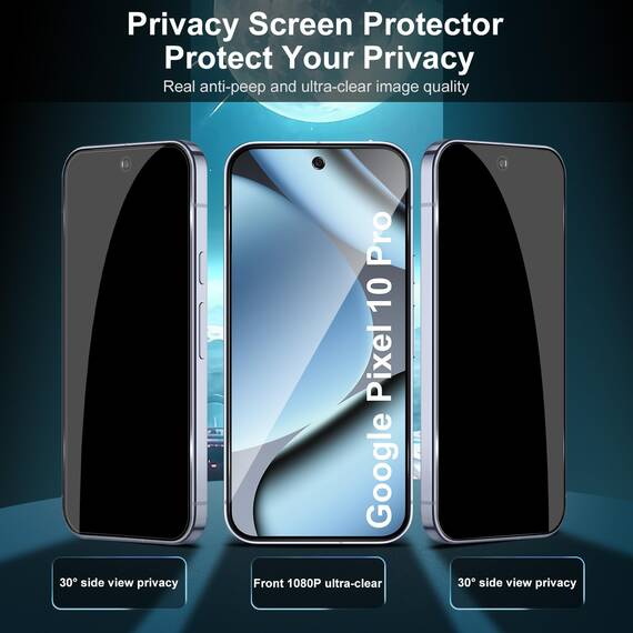 Lutree für Panzerglas für Google Pixel 10 Pro Sichtschutz Schutzfolie, 2+2 Stück Anti-Spähen Schutzglas + Kameraschutz Folie (Schwarz), 9H Härte HD Anti- Kratzer Privacy Anti-Spy Displayschutz