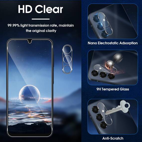Lutree für Samsung Galaxy A16 5G/4G für Panzerglas Schutzfolie, 3+3 Stück Schutzglas + Kameraschutz Folie, 9H Härte HD Displayschutz Bläschenfrei Anti- Kratzer Displayfolie