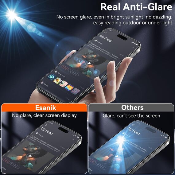 Esanik 2+2 Stück für iPhone 17 für Panzerglas Matte, 2x Matte Schutzfolie mit 2x Kameraschutz, 9H Anti-Glare Displayschutz Folie, 2025-6,3 Zoll
