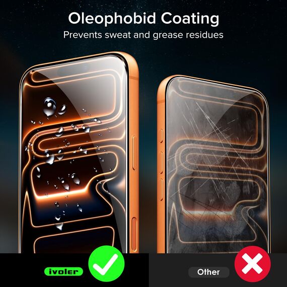 ivoler Schutzfolie für iPhone 17 Pro, Panzer Schutz Glas Folie Displayschutz mit 30 Sek. Installation,Einfaches Montagetool, 9H Härte, HD Klar, Kratzfest, Blasenfrei, Stoßfest -2 Stück