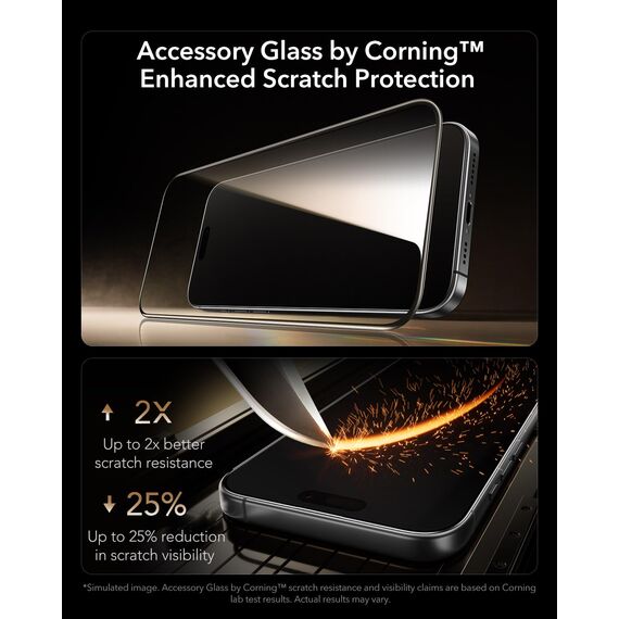 ESR für iPhone 17 und iPhone 16 Pro für Panzerglas von Corning [3 Sekunden Schnellinstallation], 9H+ Glas Displayschutz Militärstandard Bruchsicher Extrem Robust mit einfacher Befestigung, 3 Stück