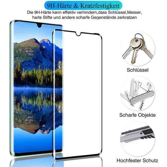 AssKdys Schutzfolie für Huawei P30 Pro,9H Härte, Anti-Bläschen, Fingerabdrucksensor Kompatible, HD Schutzglas, Anti-Öl, Displayschutz Folie für P30 Pro Gehärtetes Glas [2 Stück]