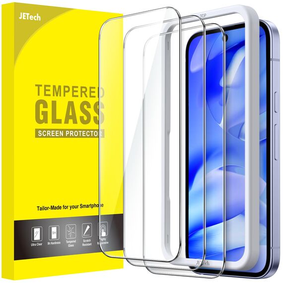 JETech Schutzfolie für Google Pixel 9a 6,3 Zoll 2025, Gehärtete Glas Displayschutz mit Einfachem Installationswerkzeug, Fingerabdruck Kompatibel, HD Klar, 3 Stück