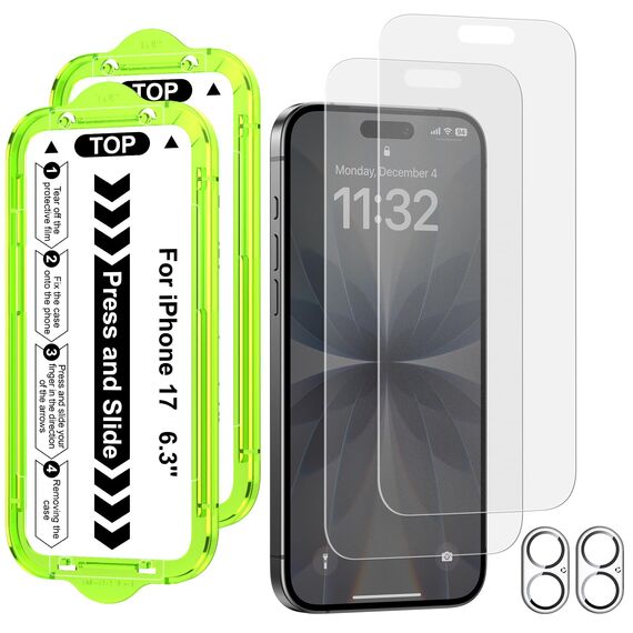 Esanik 2+2 Stück für iPhone 17 für Panzerglas Matte, 2x Matte Schutzfolie mit 2x Kameraschutz, 9H Anti-Glare Displayschutz Folie, 2025-6,3 Zoll