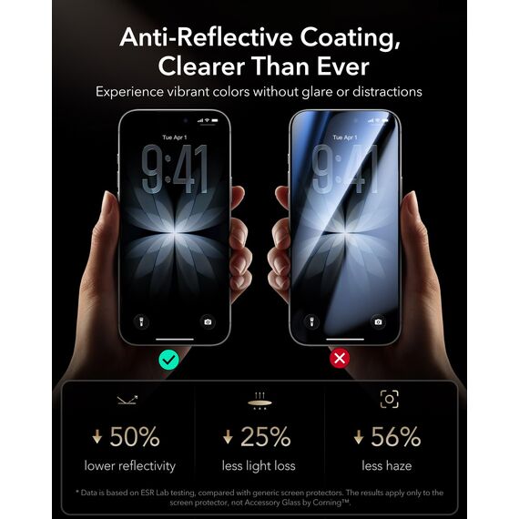 ESR für iPhone 17 und iPhone 16 Pro für Panzerglas von Corning [3 Sekunden Schnellinstallation], 9H+ Glas Displayschutz Militärstandard Bruchsicher Extrem Robust mit einfacher Befestigung, 3 Stück