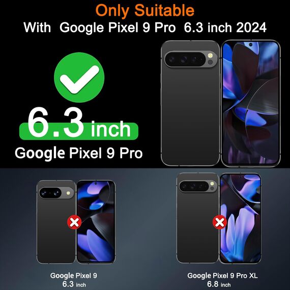 Milomdoi 3 Stück Schutzfolie für Google Pixel 9 Pro für Panzerglas mit 3 Stück Kameraschutz Camera, Panzerfolie Displayschutz Zubehör, [Fingerabdruck Geeignet] Handyhülle Freundlich
