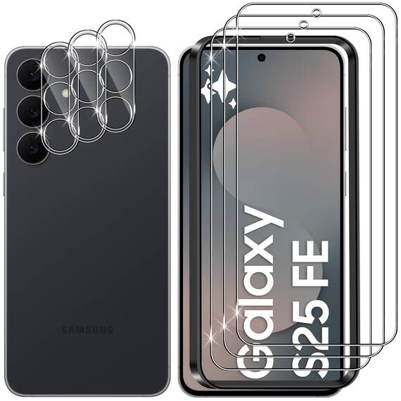 Lutree für Samsung Galaxy S25 FE 5G für Panzerglas Schutzfolie, 3+3 Stück Schutzglas + Kameraschutz Folie, 9H Härte HD Anti- Kratzer Bläschenfrei Displayfolie Displayschutz