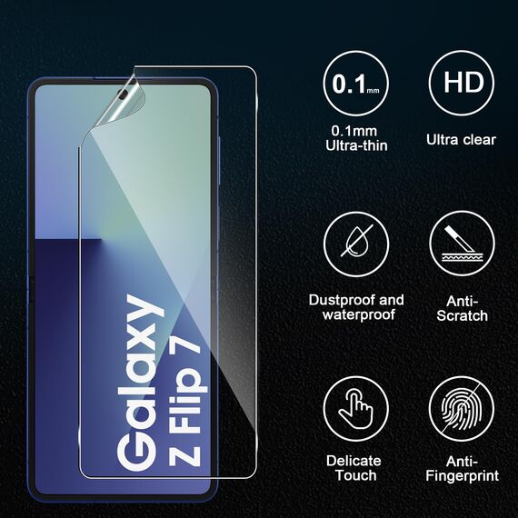 Lutree für Samsung Galaxy Z Flip 7 5G für Panzerglas, 2+2+2 Stück Innere TPU Schutzfolie+ Rückseite Schutzglas+ Kameraschutz Folie, HD Displayfolie, Anti- Kratzer Displayschutz für Z Flip7