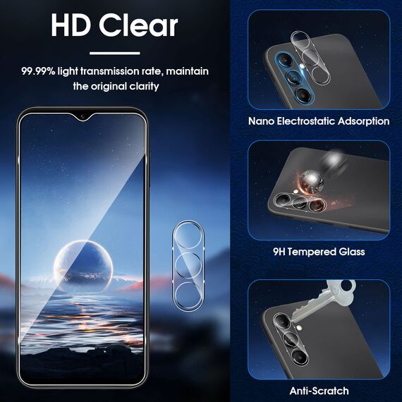 Lutree 3+3 Stück für Samsung Galaxy A14 4G&5G für Panzerglas Schutzfolie, Folie und Kameraschutz,9H Härte Anti- Kratzer Anti-Bläschen Displayschutz Schutzglas Displayfolie