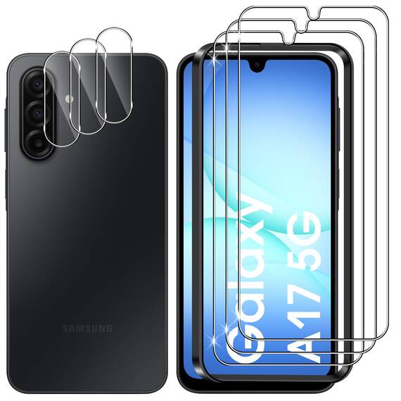 Lutree für Samsung Galaxy A17 5G/4G für Panzerglas Schutzfolie, 3+3 Stück Schutzglas + Kameraschutz Folie, 9H Härte HD Anti- Kratzer Bläschenfrei Displayfolie Displayschutz