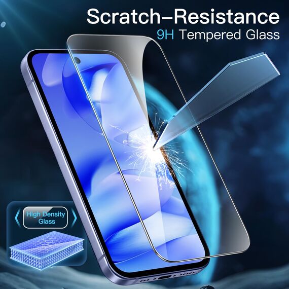 JETech Schutzfolie für Google Pixel 9a 6,3 Zoll 2025, Gehärtete Glas Displayschutz mit Einfachem Installationswerkzeug, Fingerabdruck Kompatibel, HD Klar, 3 Stück
