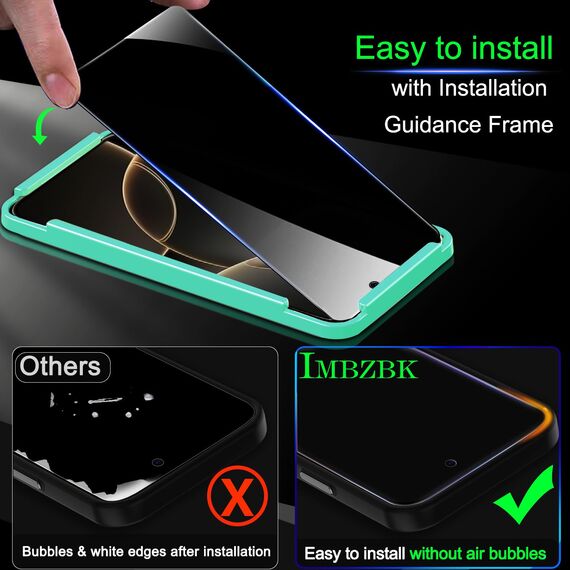 IMBZBK 3 Stück Sichtschutz für iPhone 16 Pro Max für Panzerglas Full Screen Zubehör mit 3 Stück Kameraschutz, Hülle Freundlich Privacy Schutzfolie Folie, Einfach Installieren Displayschutz