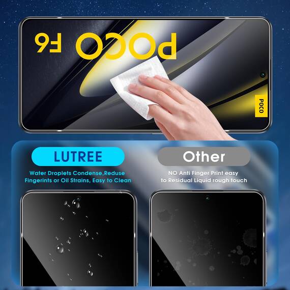 Lutree für Xiaomi Poco F6 für Panzerglas Schutzfolie, 3+3 Stück Schutzglas und Kameraschutz Folie, 9H Härte HD Displayschutz Anti- Kratzer Bläschenfrei Displayfolie