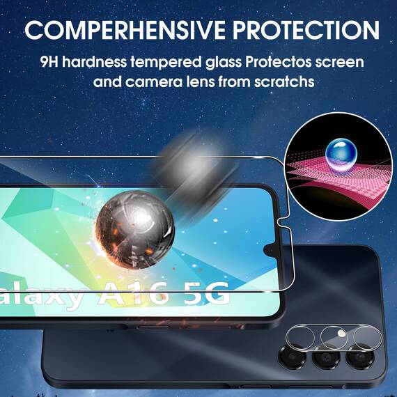 Lutree für Samsung Galaxy A16 5G/4G für Panzerglas Schutzfolie, 3+3 Stück Schutzglas + Kameraschutz Folie, 9H Härte HD Displayschutz Bläschenfrei Anti- Kratzer Displayfolie