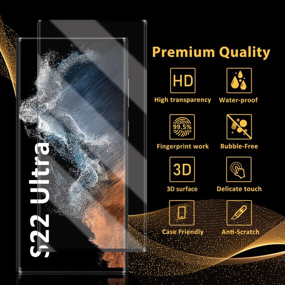 3 Stück Für Samsung Galaxy S22 Ultra Panzer Schutz Glas Folie, Fingerabdruck kompatibel, 9H Härte, HD Clear Displayschutz Schutzfolie Glas für Samsung S22 Ultra 5G
