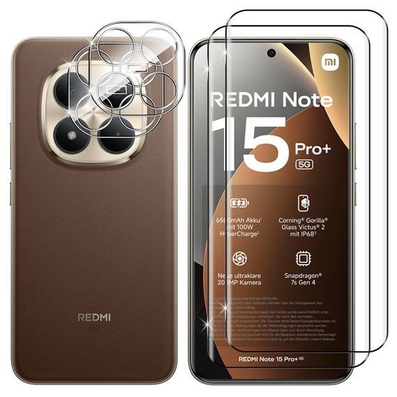 Lutree für Panzerglas für Xiaomi Redmi Note 15 Pro Plus/Note 15 Pro+ 5G/ Poco M8 Pro Schutzfolie, 2+2 Stück 3D Schutzglas und Kameraschutz Folie, 9H Härte HD Displayschutz Anti- Kratzer Displayfolie