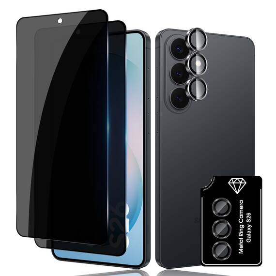 Lutree für Samsung Galaxy S26 5G für Panzerglas Sichtschutz Schutzfolie, 2+1 Stück Anti- Spähen Schutzglas + Kameraschutz Folie, HD 9H Härte Anti- Kratzer Anti- Spy Privacy Displayschutz