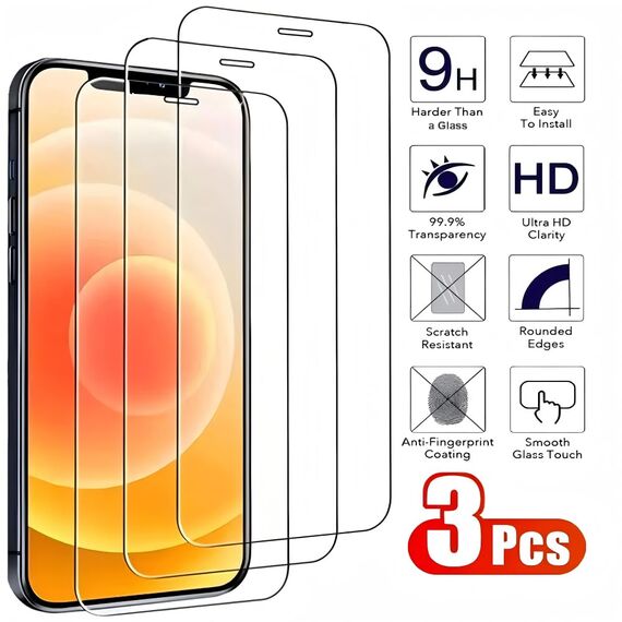 3 Stück Panzer Schutz Gehärtetem Tempered Glas für iPhone 12, iPhone 12 Pro Full Screen Schutzfolie Displayschutz Folie Anti Kratzen 9H Härte HD Displayschutzfolie 6,1 Zoll Ultra Klar Ultrabeständig