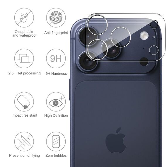 GEEMEE 2 Stück für iPhone 17 Pro für Kameraschutz Panzerglas Schutzfolie, 9H Härte HD-Klare Anti- Kratzer Kamera Displayschutz, Blasenfrei Folie Gehärtetes Glas Folie