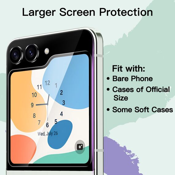 JETech Front Schutzfolie für Samsung Galaxy Z Flip 5, 9H Gehärtetes Glas Displayschutz, Anti-Kratzer, HD Klar, 3 Stück