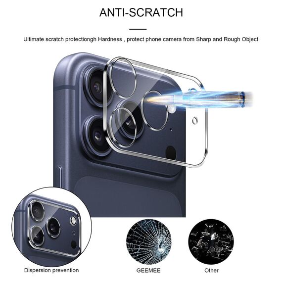 GEEMEE 2 Stück für iPhone 17 Pro für Kameraschutz Panzerglas Schutzfolie, 9H Härte HD-Klare Anti- Kratzer Kamera Displayschutz, Blasenfrei Folie Gehärtetes Glas Folie