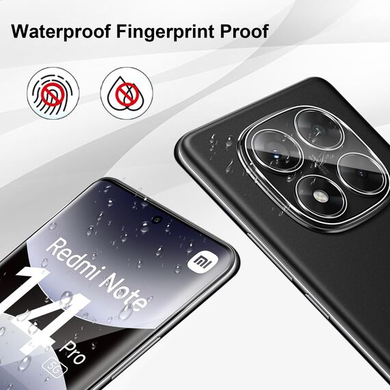 Yenwen Schutzfolie für Xiaomi Redmi Note 14 Pro 5G für Panzerglas, 2 Stück Panzer Schutz Glas mit 2 Stück Kameraschutz, 9H Härte Schutzglas Anti-Kratzer Glas Handy Folie HD Klar Displayschutz