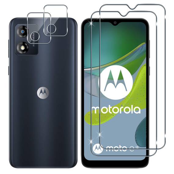 Lutree für Panzerglas für Motorola Moto E13 Schutzfolie, 2+2 Stück Schutzglas und Kameraschutz Folie, 9H Härte HD Anti- Kratzer Anti-Bläschen Displayschutz Displayfolie