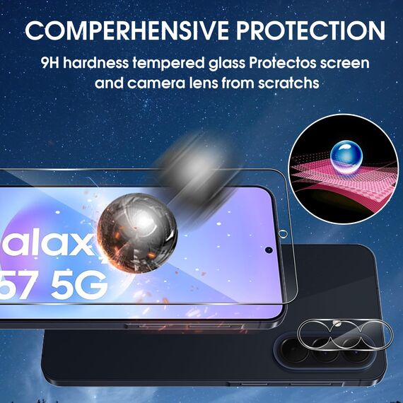 Lutree für Samsung Galaxy A57 5G für Panzerglas Schutzfolie, 3+3 Stück Schutzglas + Kameraschutz Folie, 9H Härte HD Anti- Kratzer Bläschenfrei Displayfolie Displayschutz