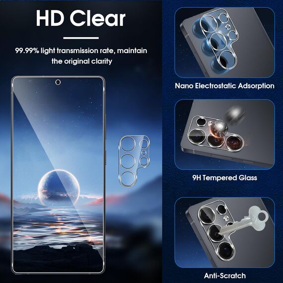 Lutree für Samsung Galaxy S25 Ultra 5G für Panzerglas Schutzfolie, 3+3 Stück Schutzglas + Kameraschutz Folie, 9H Härte HD Displayschutz Bläschenfrei Anti- Kratzer Displayfolie