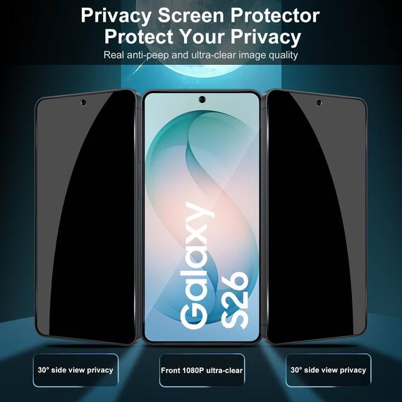 Lutree für Samsung Galaxy S26 5G für Panzerglas Sichtschutz Schutzfolie, 2+1 Stück Anti- Spähen Schutzglas + Kameraschutz Folie, HD 9H Härte Anti- Kratzer Anti- Spy Privacy Displayschutz